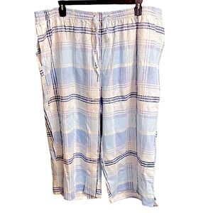 Woman Within 34W Linen Blend Capri Pants New Boho Beach Casual Womens